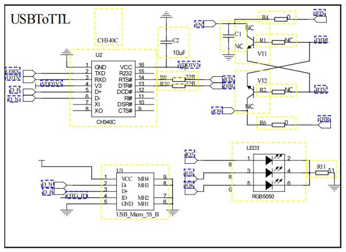 ESP-C3-32S-Kit开发板 USB转TTL部分电路